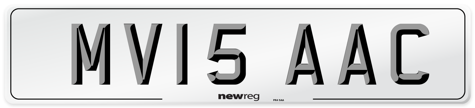MV15 AAC Number Plate from New Reg